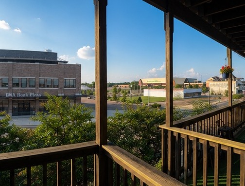 Rooftop balcony view over downtown Tupelo
